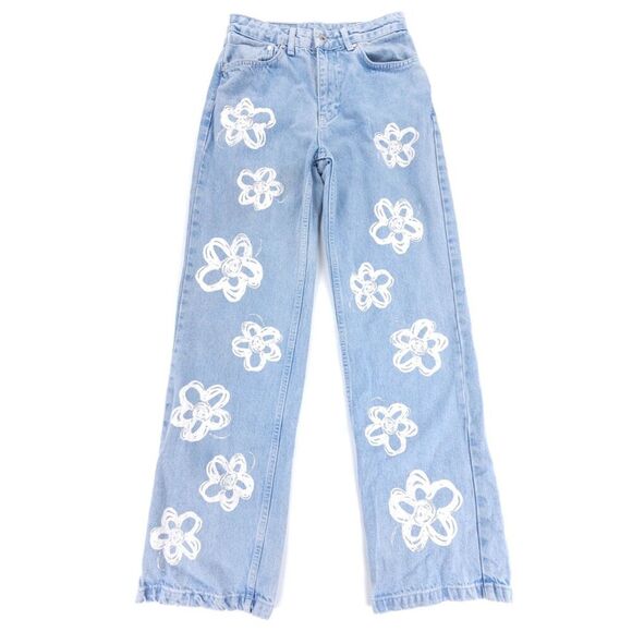 Dolls Kill Denim - DOLLS KILL The Ragged Priest Bud Dad Jean 90s Y2k Baggy Straight Light Wash 26